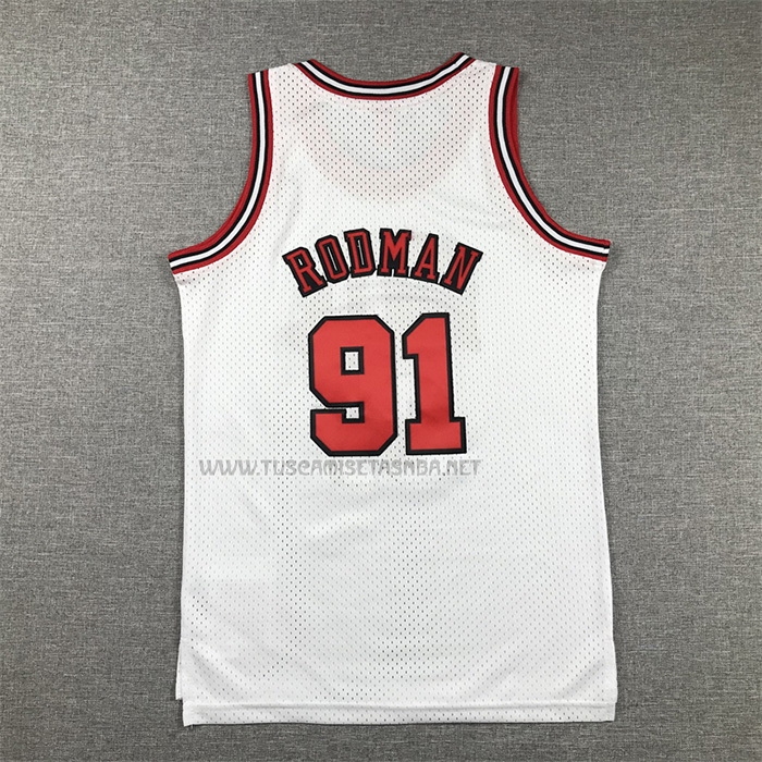 Camiseta Dennis Rodman NO 91 Nino Chicago Bulls Mitchell & Ness 1997-98 Blanco